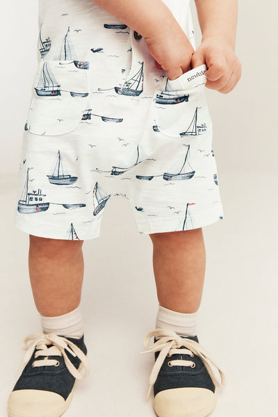 Baby sailing-themed romper in slub tricot