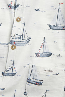 Baby sailing-themed romper in slub tricot