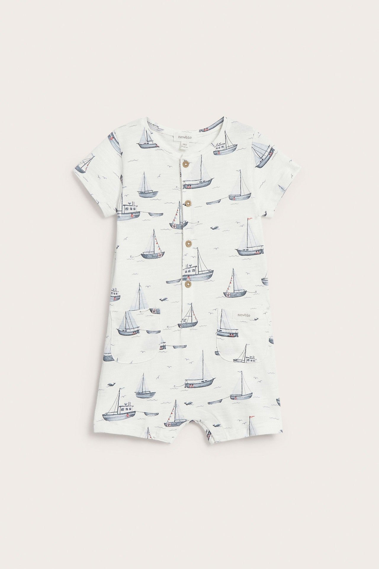 Baby sailing-themed romper in slub tricot