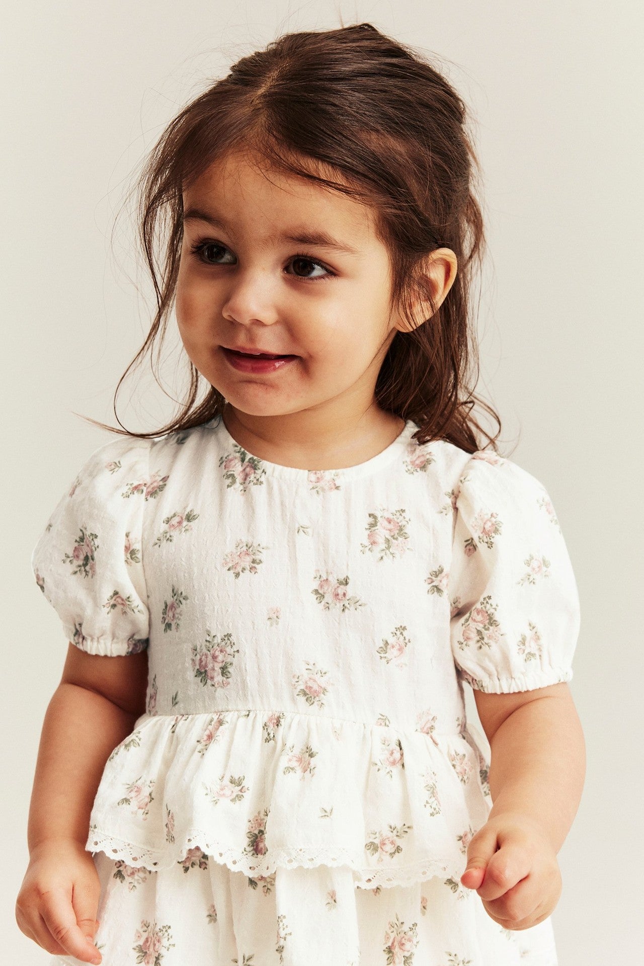Baby floral romper with frill