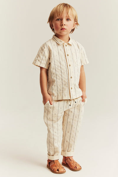 Kids cream shirt with sailboats