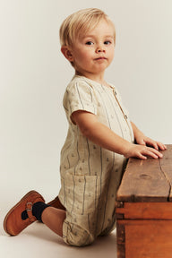Baby short-sleeved jumpsuit with sailboats