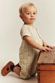 Baby short-sleeved jumpsuit with sailboats