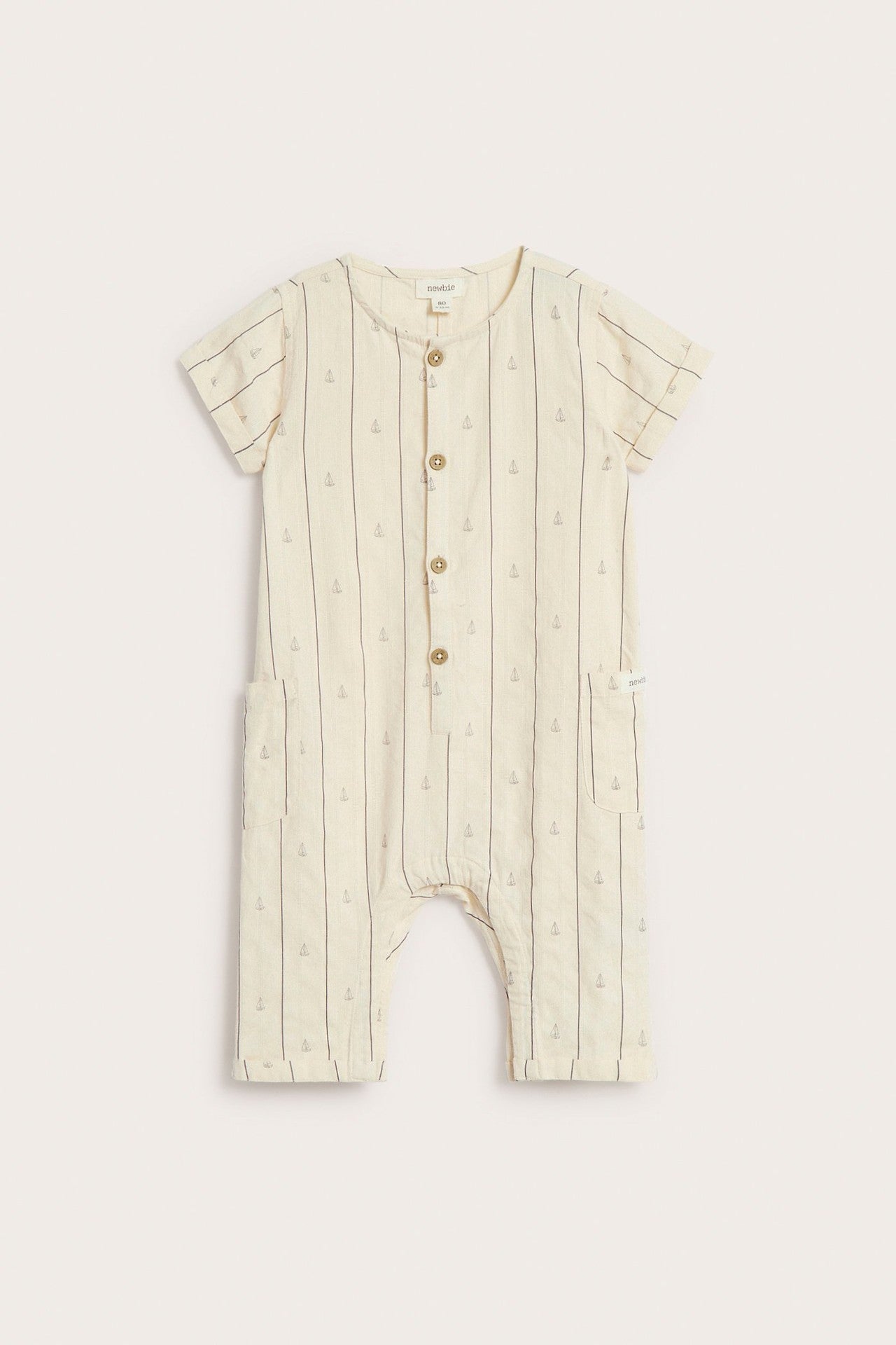 Baby short-sleeved jumpsuit with sailboats