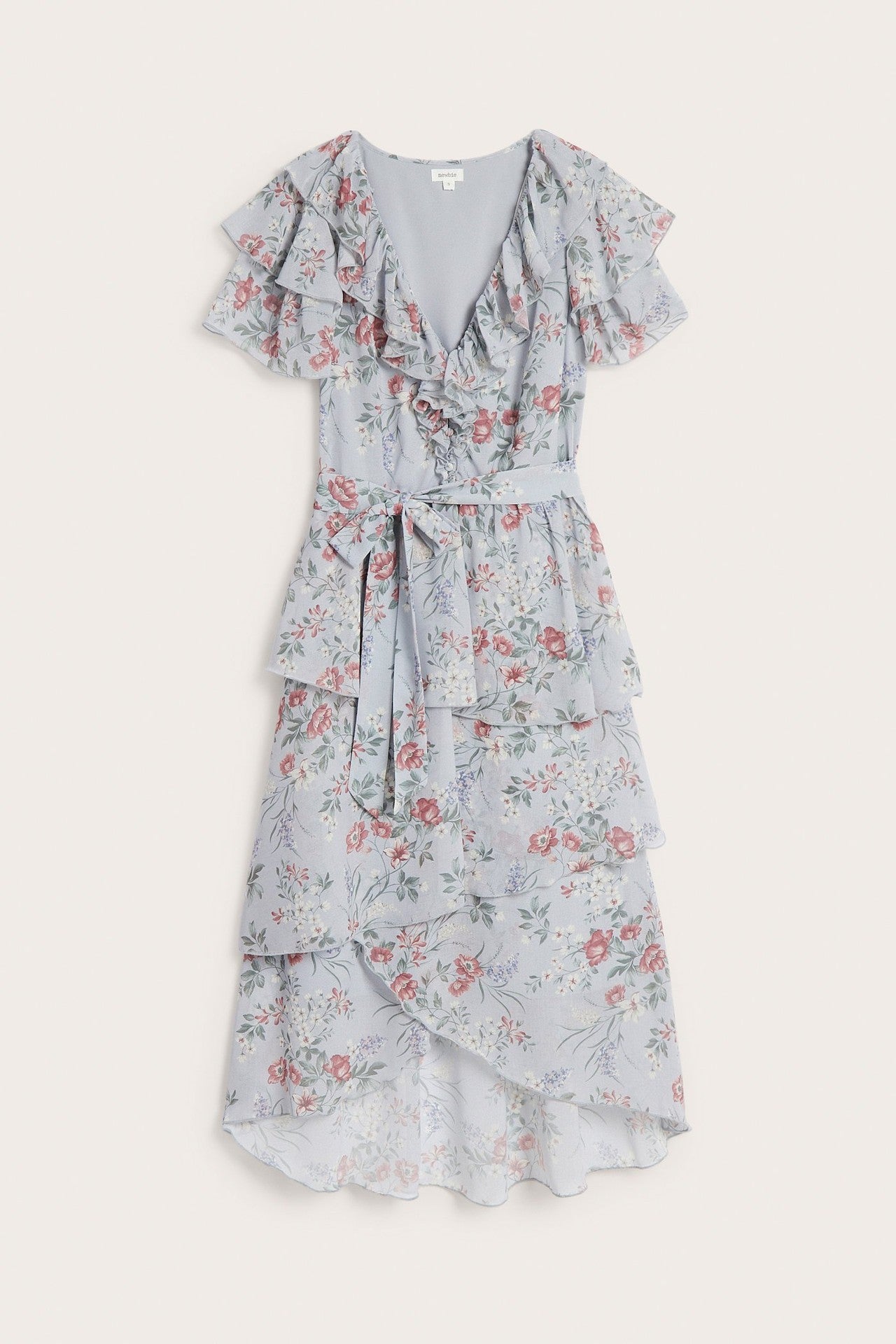 Women's blue floral chiffon dress