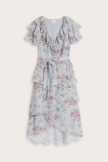 Women's blue floral chiffon dress