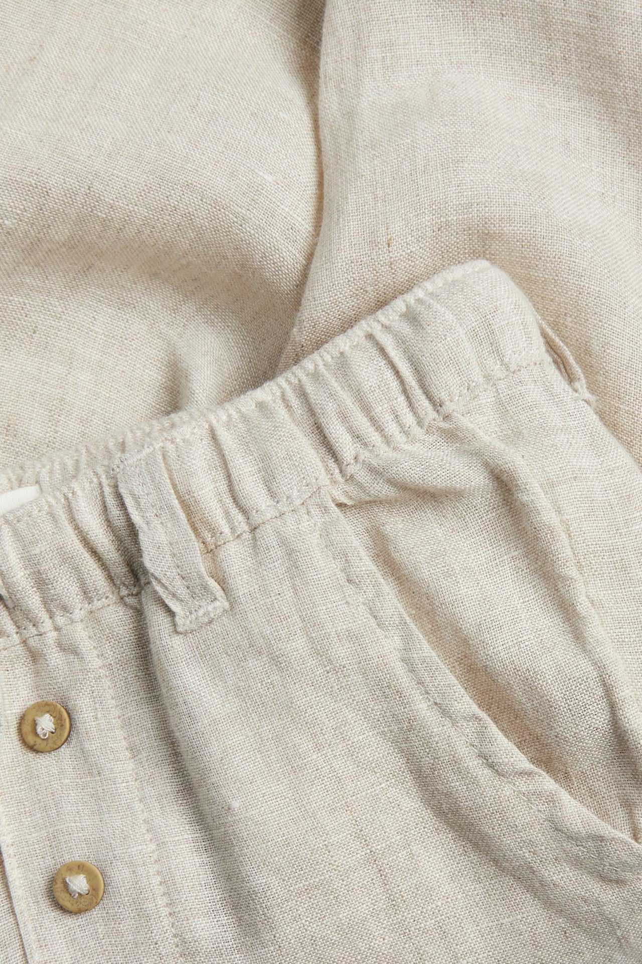 Baby beige linen drawstring trousers
