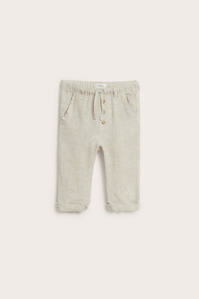 Baby beige linen drawstring trousers
