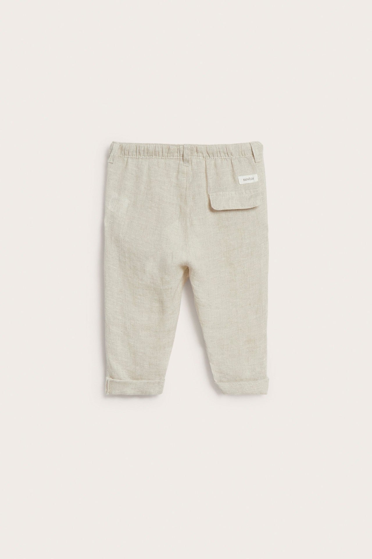 Baby beige linen drawstring trousers