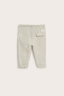 Baby beige linen drawstring trousers