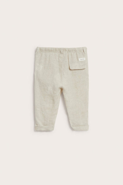 Baby beige linen drawstring trousers