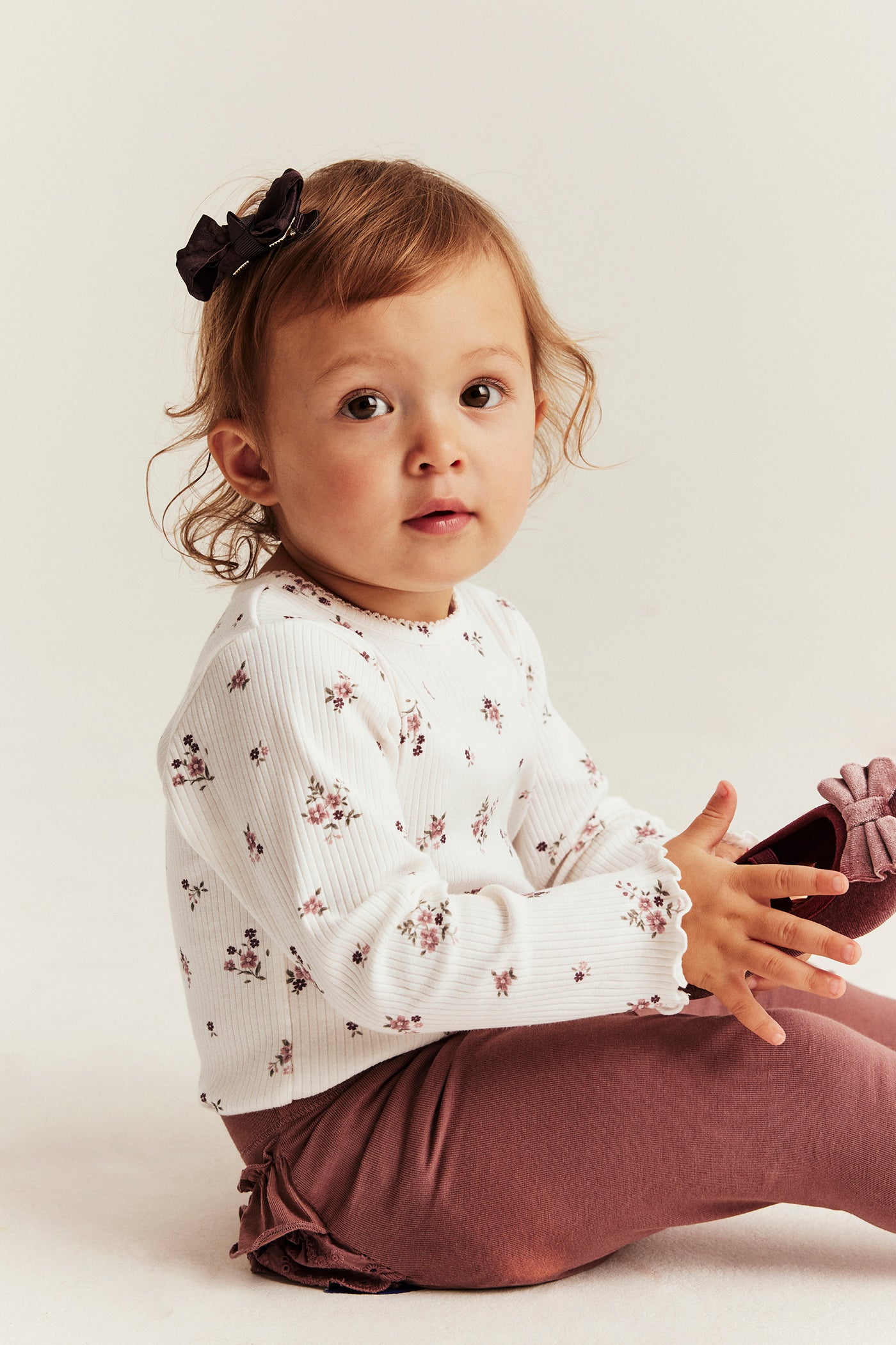 Baby white ribbed floral bodysuit