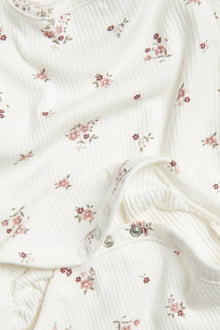 Baby white ribbed floral bodysuit