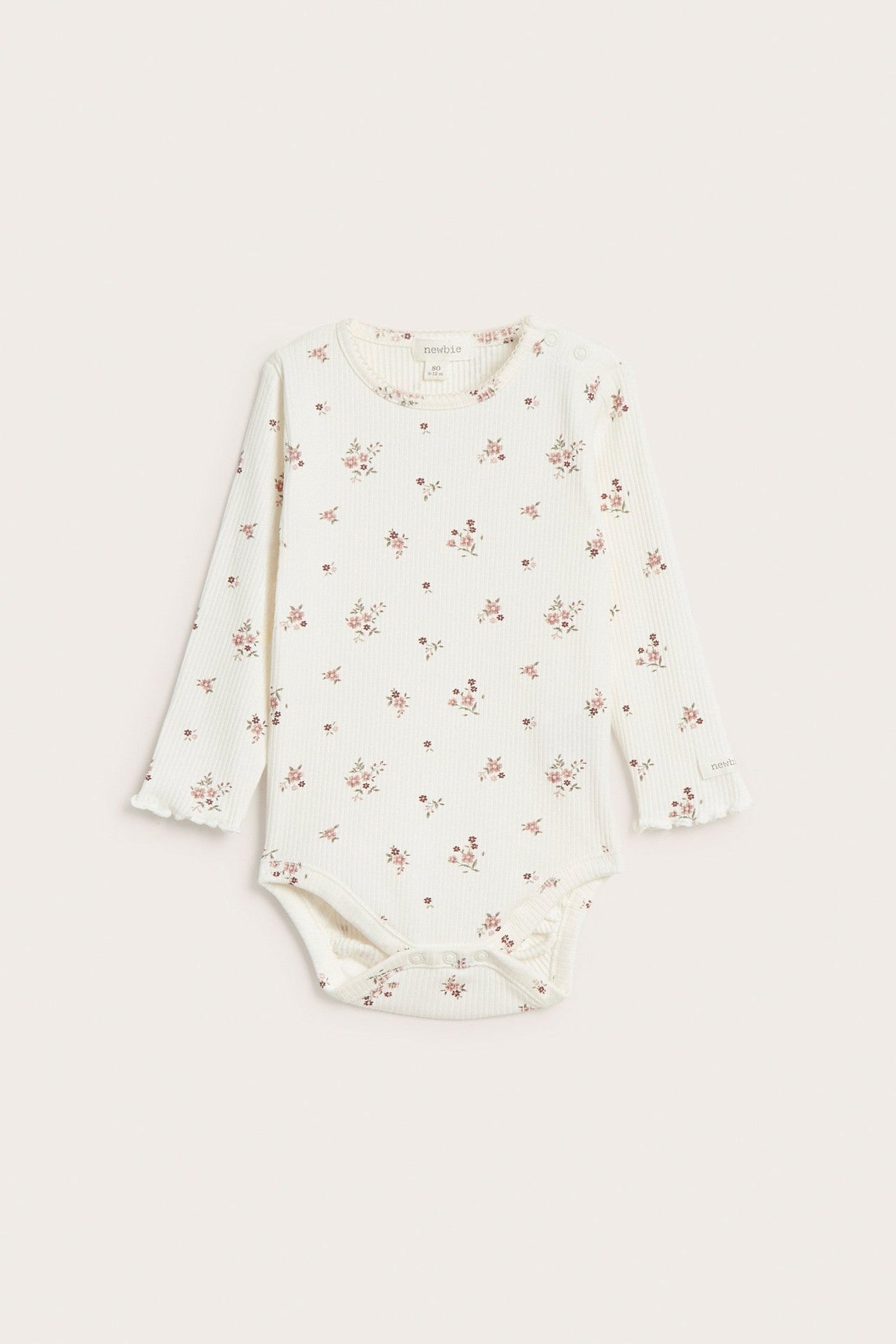 Baby white ribbed floral bodysuit