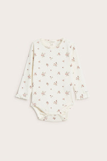 Baby white ribbed floral bodysuit
