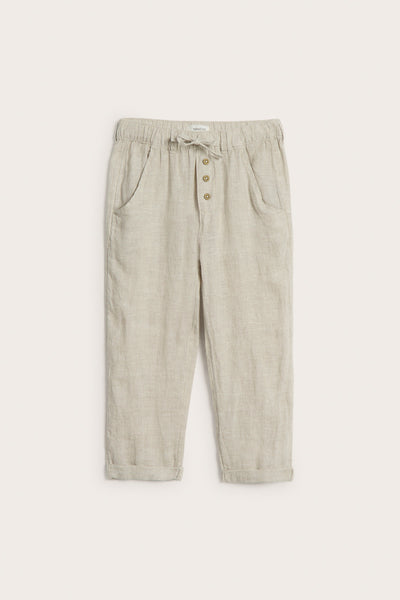 Kids beige linen drawstring trousers