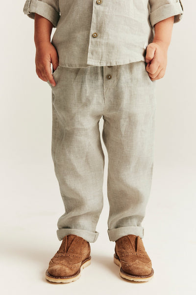 Kids beige linen drawstring trousers