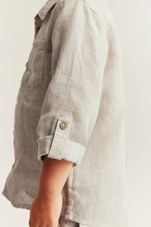 Kids beige linen shirt with collar