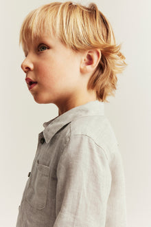 Kids beige linen shirt with collar