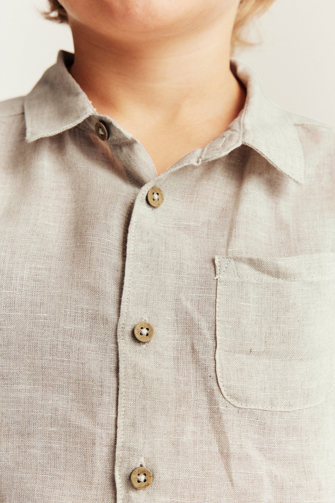 Kids beige linen shirt with collar