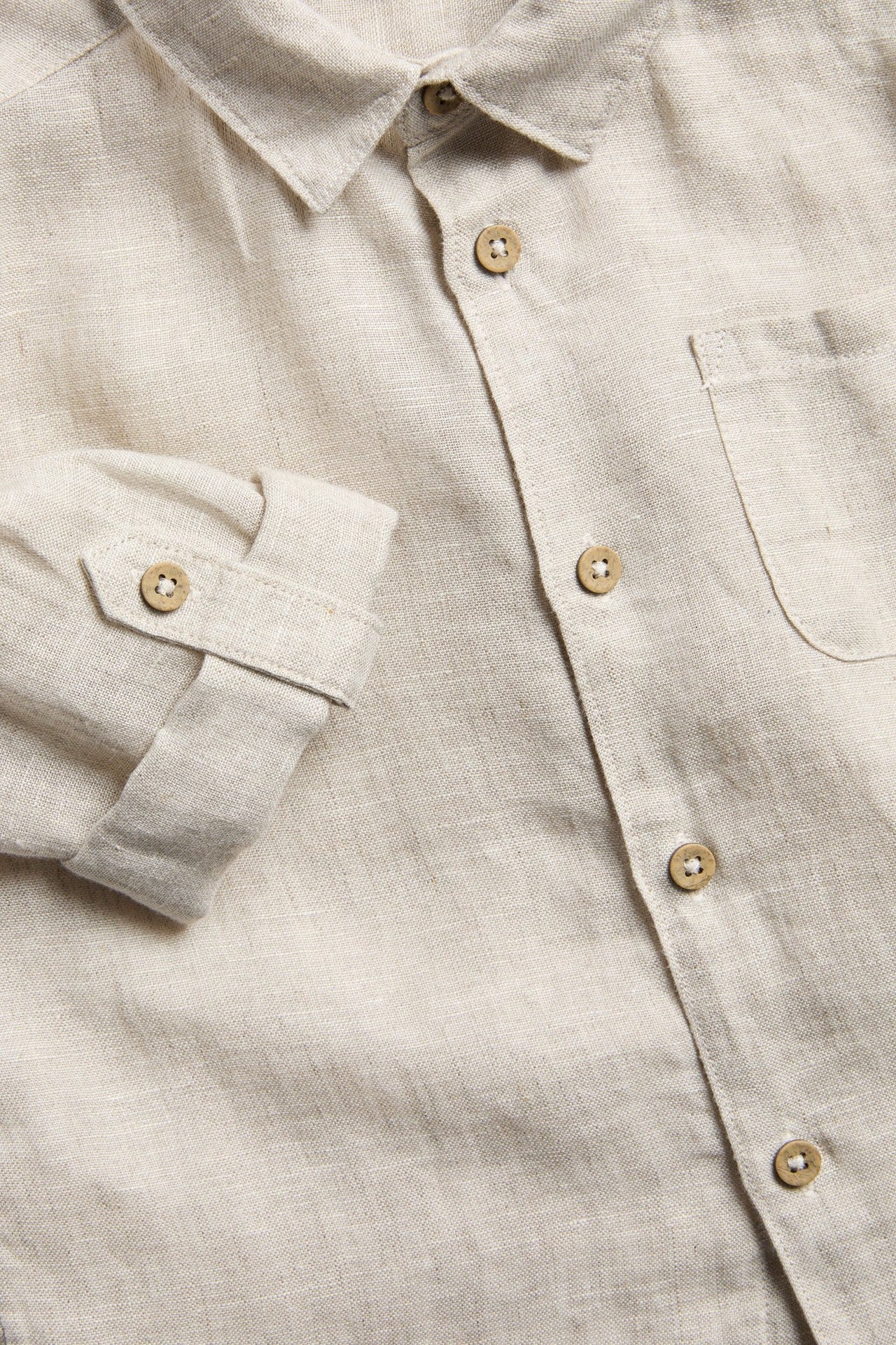 Kids beige linen shirt with collar