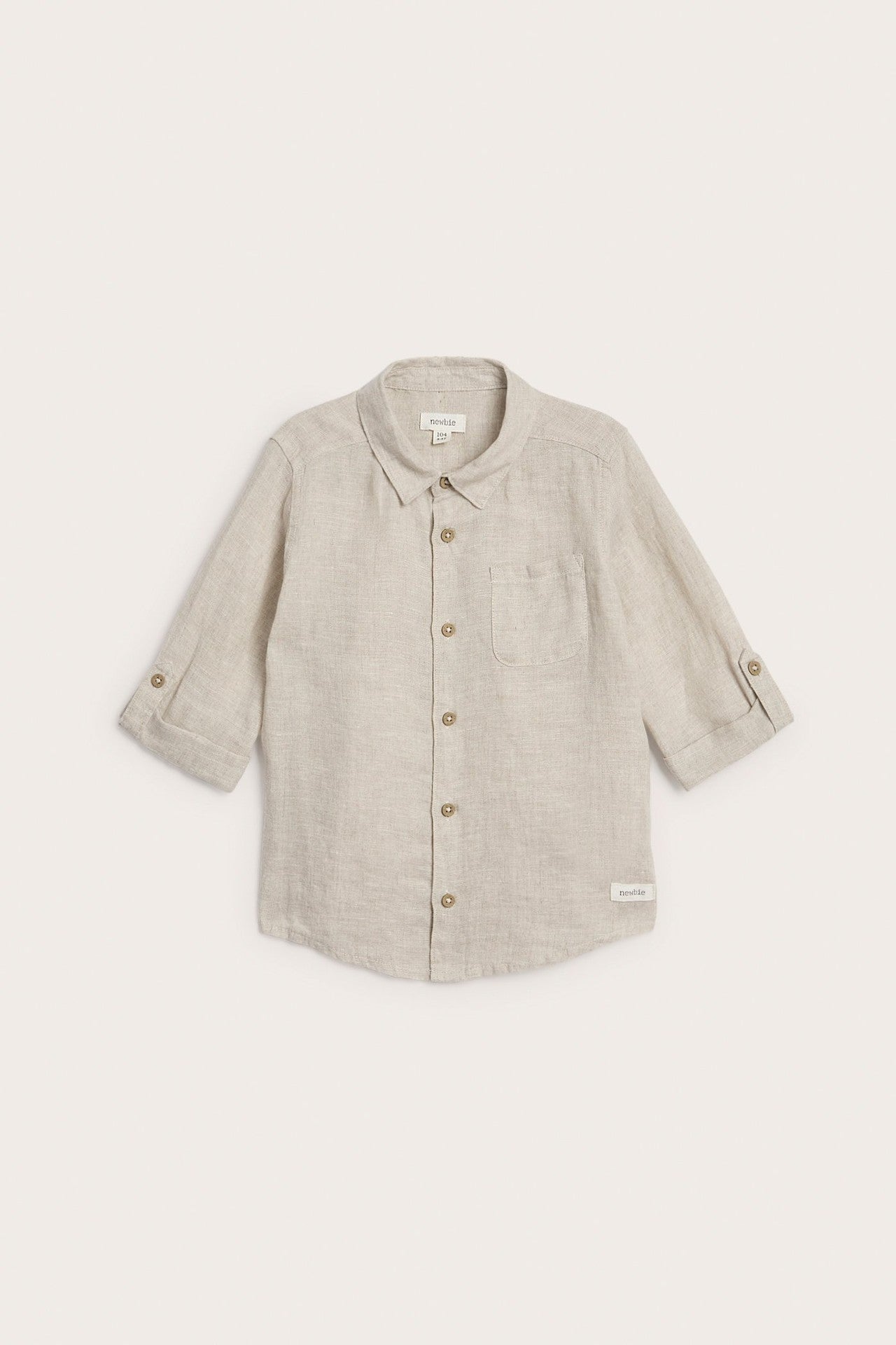 Kids beige linen shirt with collar
