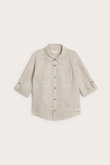 Kids beige linen shirt with collar