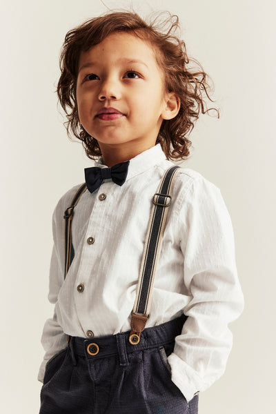 Kids white shirt with collar and bow tie