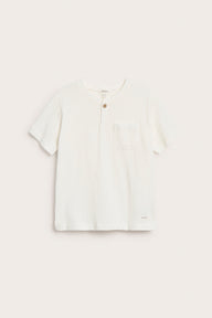 Baby & kids’ white T-shirt in slub jersey with pocket