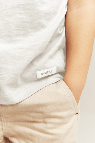 Baby & kids’ white T-shirt in slub jersey with pocket