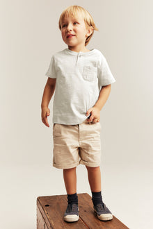 Baby & kids’ white T-shirt in slub jersey with pocket