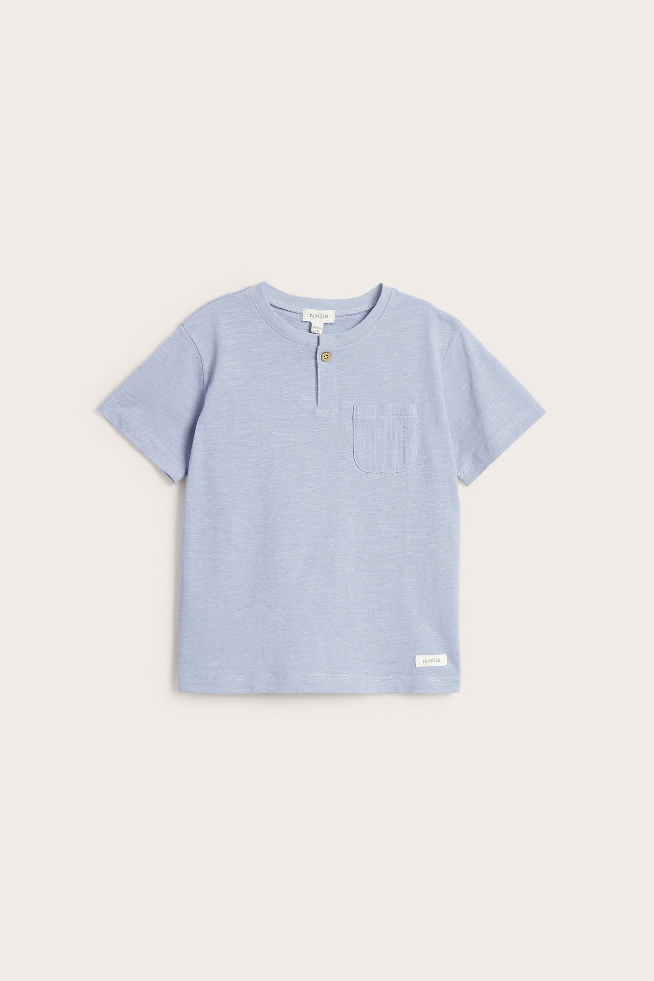 Kids blue slub knit T-shirt with pocket