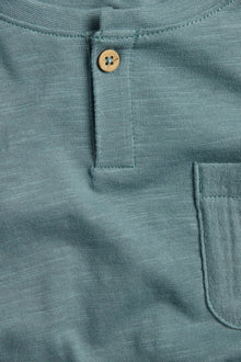 Kids blue slub knit T-shirt with pocket