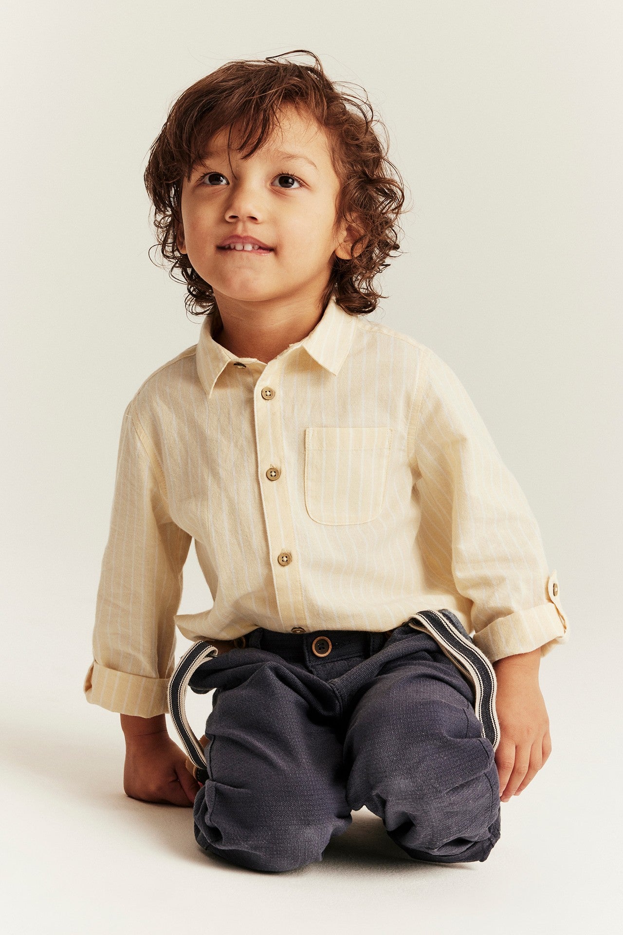 Kids yellow woven shirt with collar