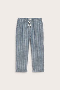 Kids blue striped drawstring trousers