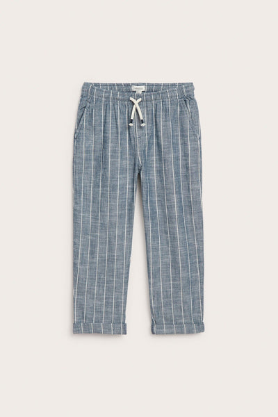 Kids blue striped drawstring trousers