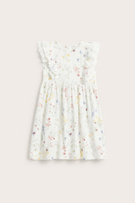 Kids white floral jersey dress