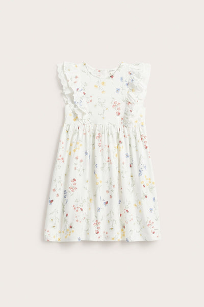 Kids white floral jersey dress