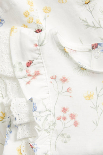 Baby white jersey dress with frill