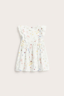 Baby white jersey dress with frill