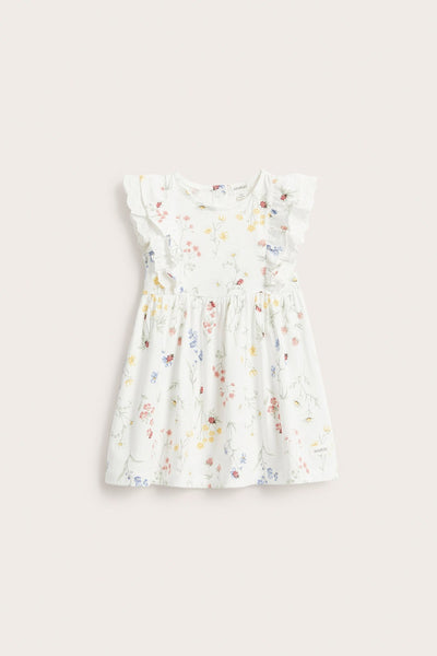 Baby white jersey dress with frill