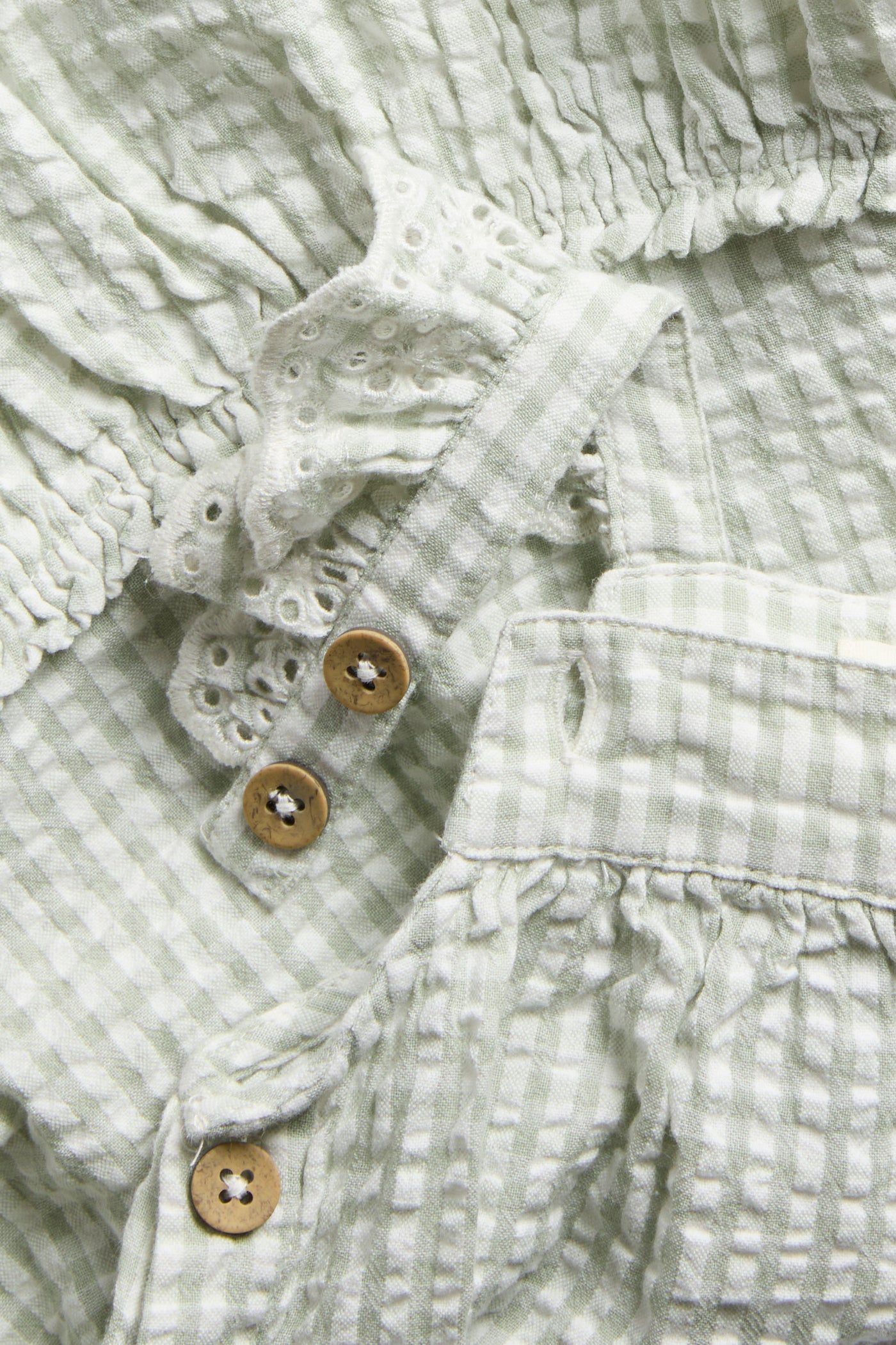 Baby green gingham dress with frills