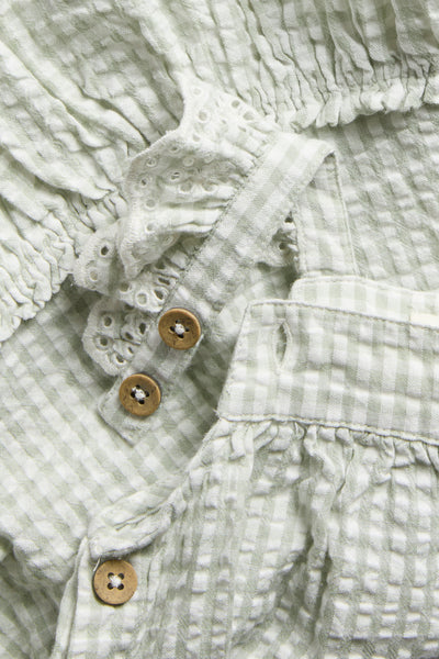 Baby green gingham dress with frills