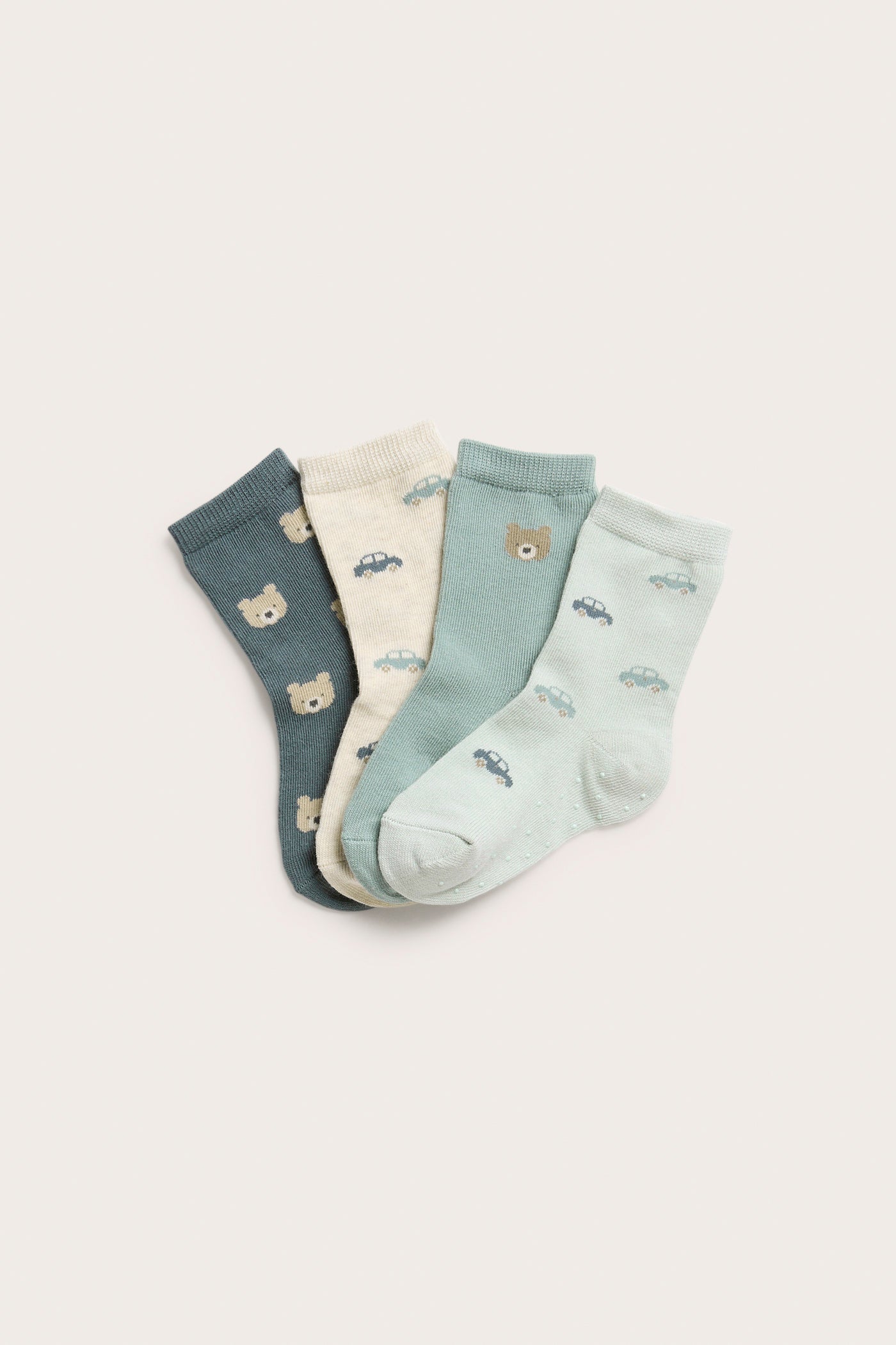 Baby & kids beige socks with cars 4-pack