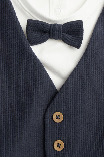 Baby blue tie bodysuit with waistcoat