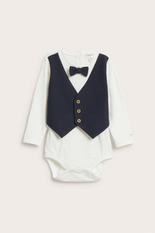 Baby blue tie bodysuit with waistcoat