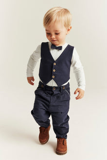 Baby blue tie bodysuit with waistcoat