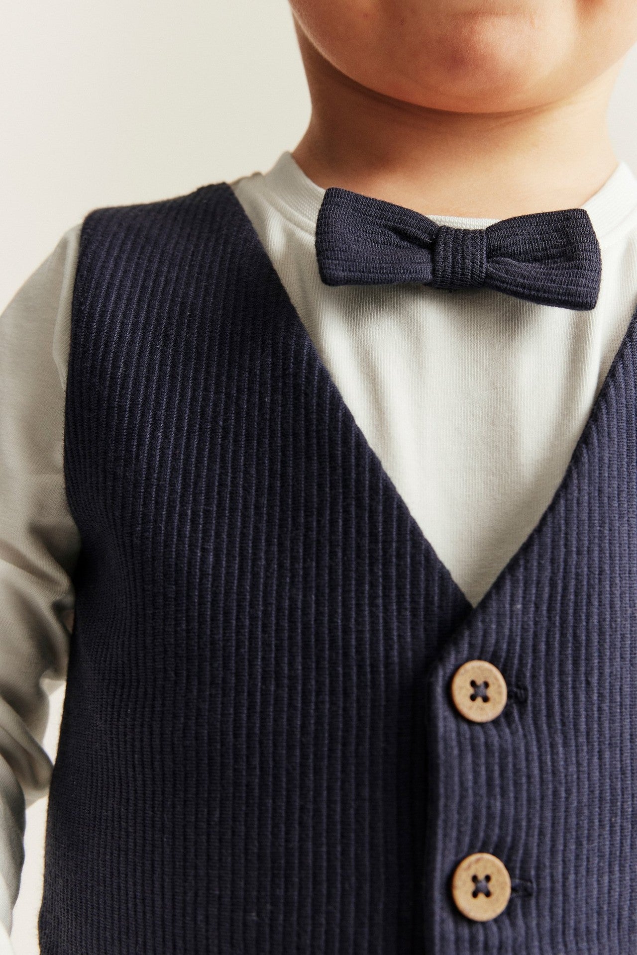 Baby blue tie bodysuit with waistcoat