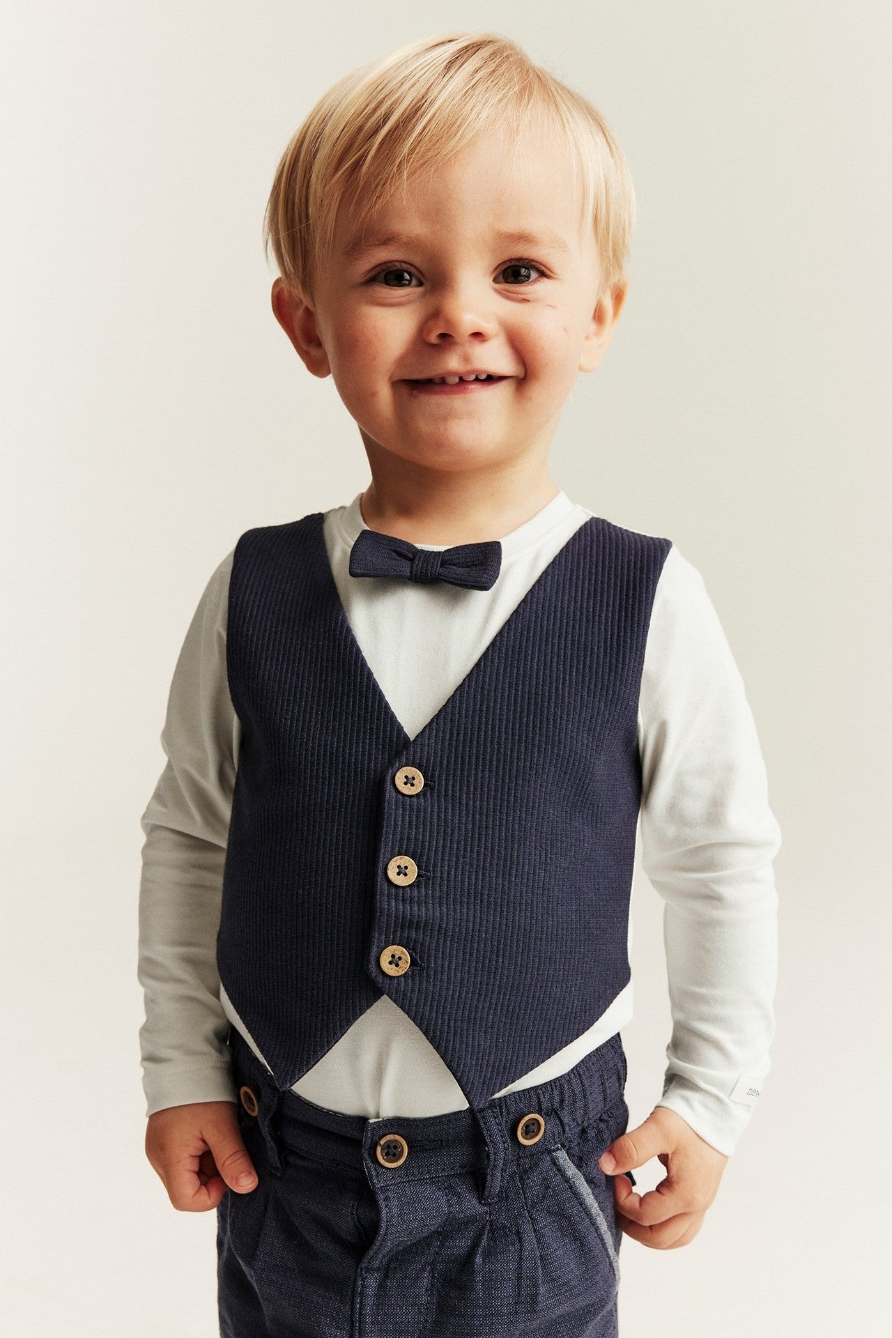 Baby blue tie bodysuit with waistcoat