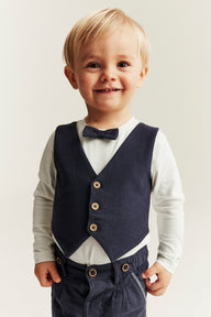 Baby blue tie bodysuit with waistcoat